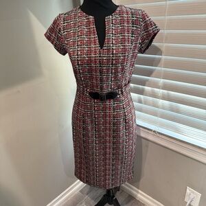 Enfocus Studio Elegant Plaid Dress with‎ Belted Detail